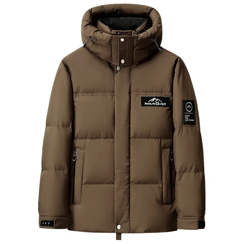 鸭鸭 山系户外极寒面包中青年时尚韩版休闲百搭短款连帽加厚保暖羽绒服 男女同款