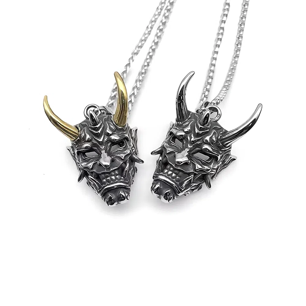 饰伴 金角般若 潮牌 个性潮流 日常设计 鬼怪面具万圣节 合金 项链 男款