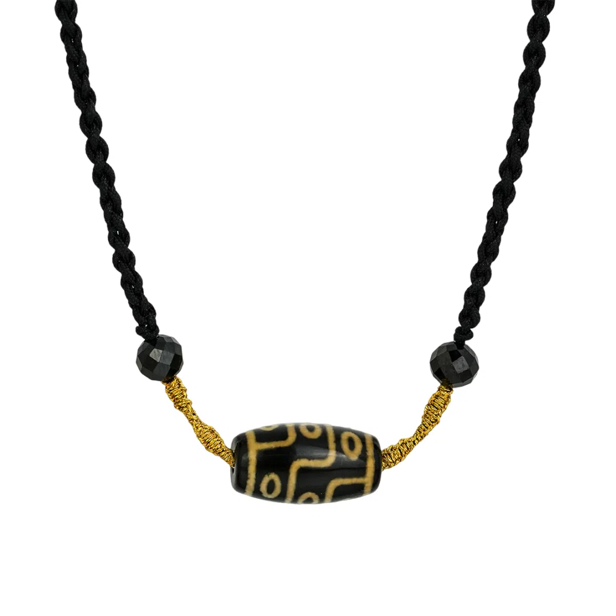 佐卡伊 牙黄九眼天珠 藏式新中式小众编织高级感设计感 招财纳福 九眼天珠 吉祥平安 玛瑙 项链 男女同款情侣款