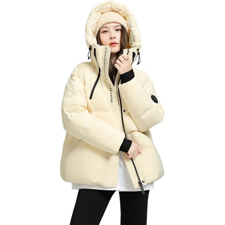 鸭鸭 保暖加厚连帽宽松中长款休闲长袖羽绒服 女款