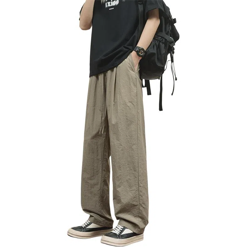 顶峰保罗 冰丝凉感透气运动潮牌长裤薄款速干宽松阔腿休闲裤 男女同款