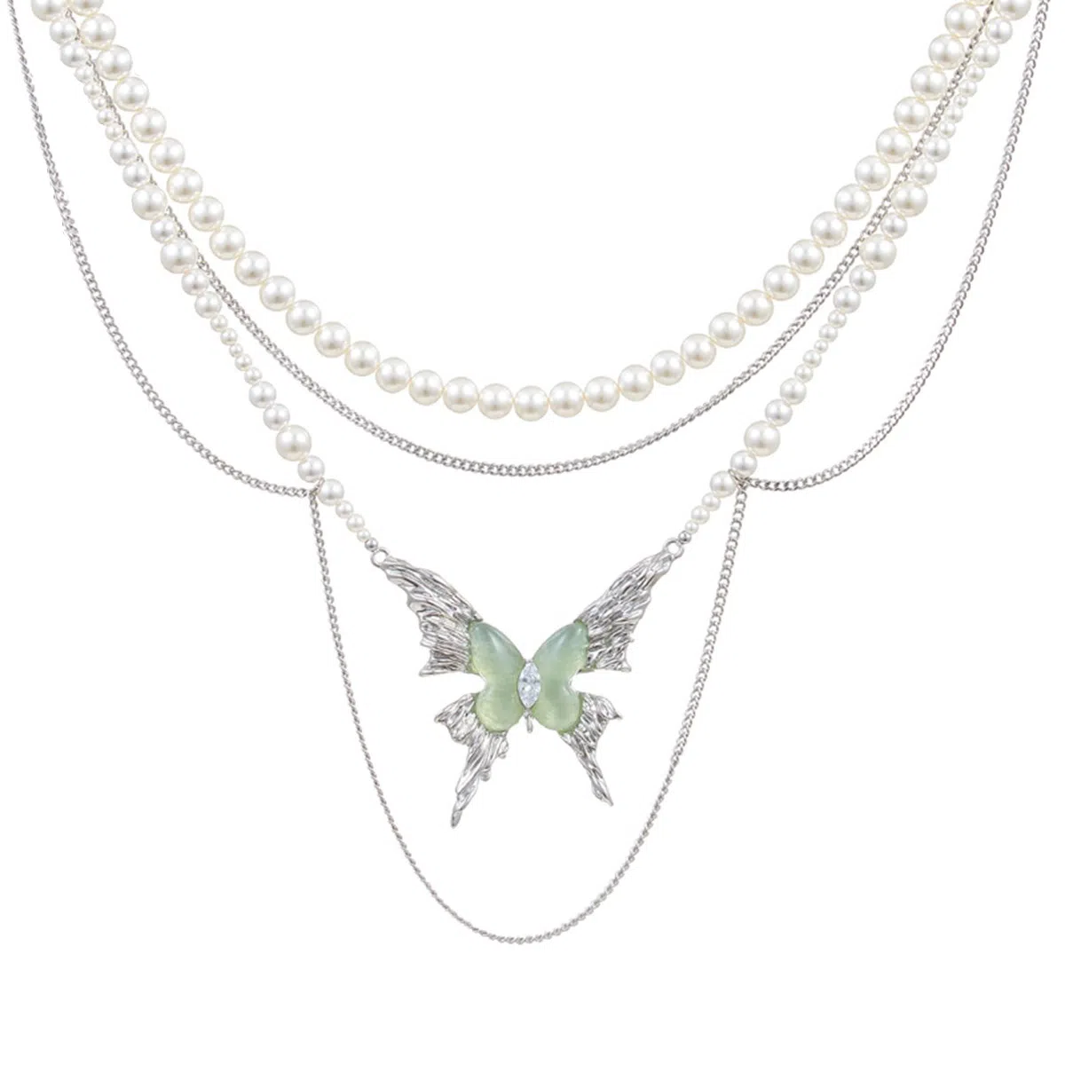 SUMIYAKI Mint Butterfly Pearl Necklace