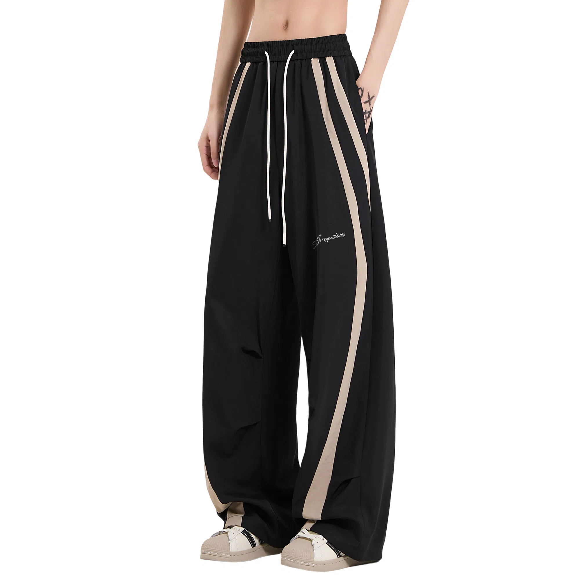 王者荣耀 明世隐款 美式街头无性别主义穿搭撞色分区设计宽松柔软舒适拖地长裤休闲裤 男女同款