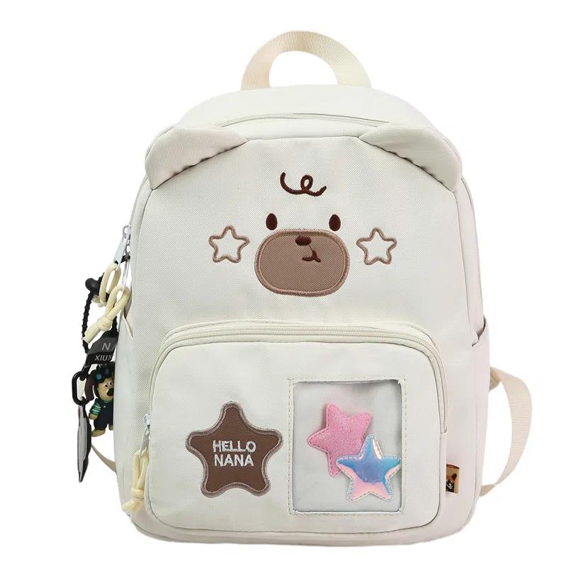 行途 书包可爱小熊童趣外出旅行小学生背包旅游轻便韩系卡通 尼龙 双肩包 男女同款情侣款 黑色/白色/蓝色/黄色/卡其色