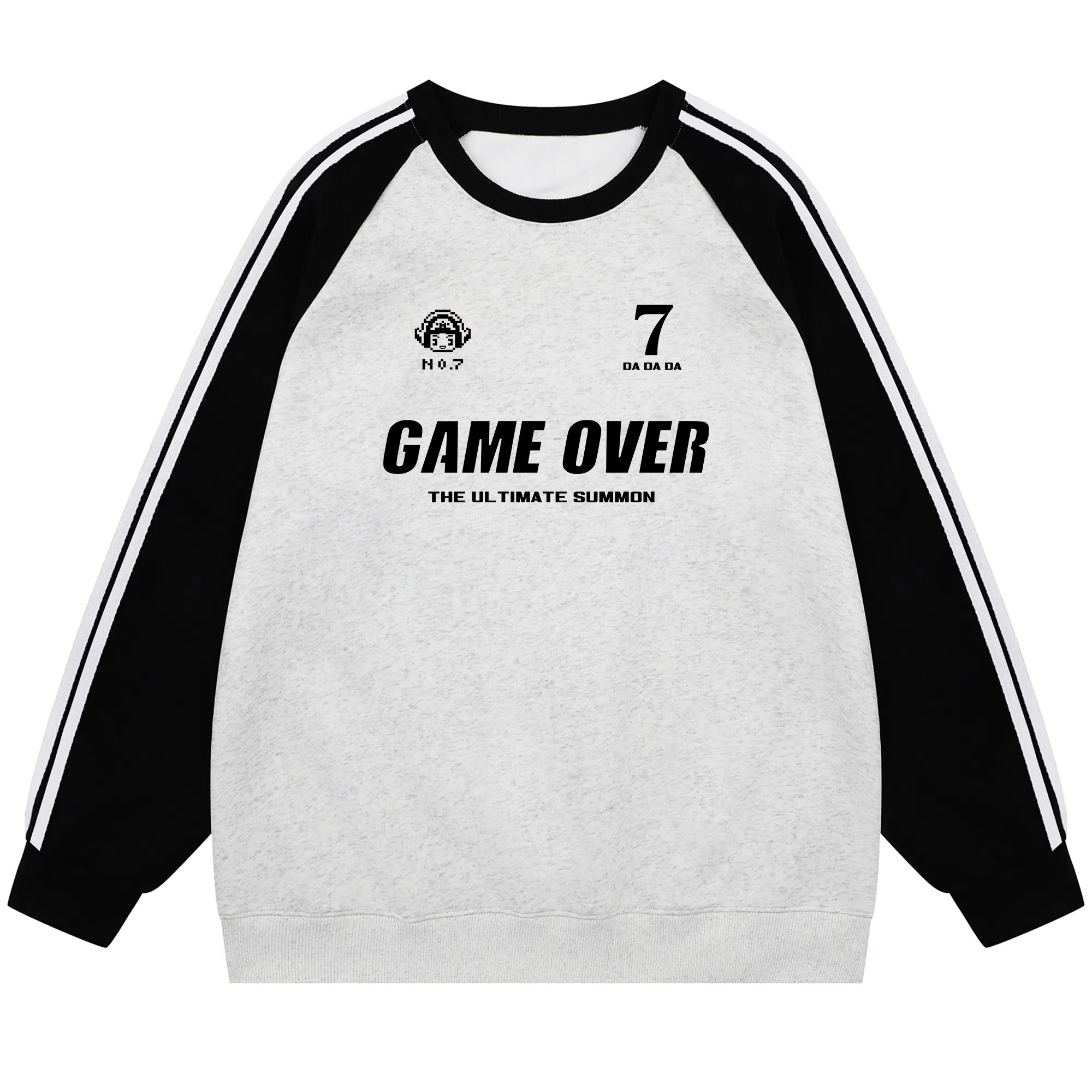 王者荣耀 鲁班七号款 美式街头复古拼色撞色插肩袖宽松柔软亲肤百搭潮流套头长袖卫衣 男女同款