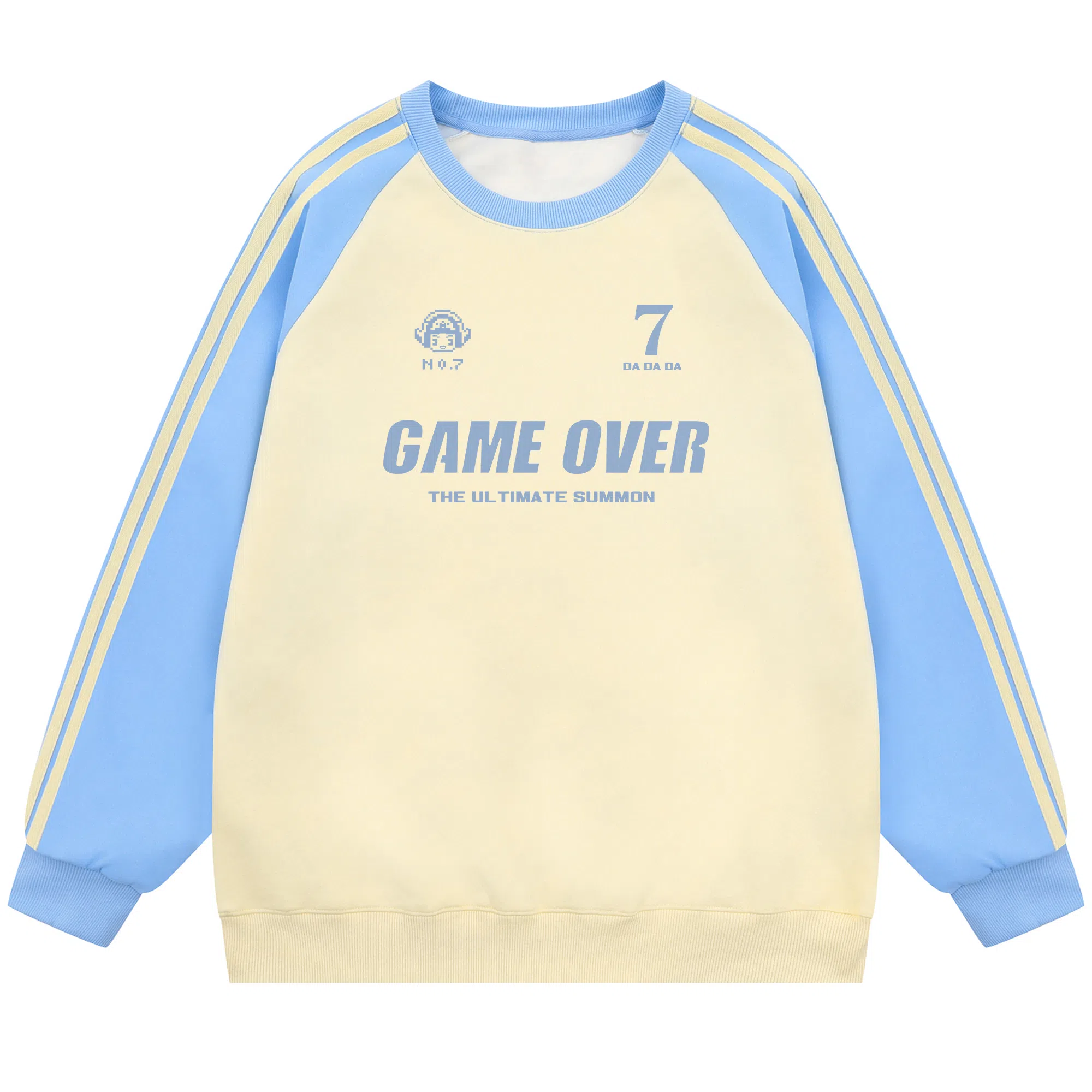 王者荣耀 鲁班七号款 美式街头复古拼色撞色插肩袖宽松柔软亲肤百搭潮流套头长袖卫衣 男女同款