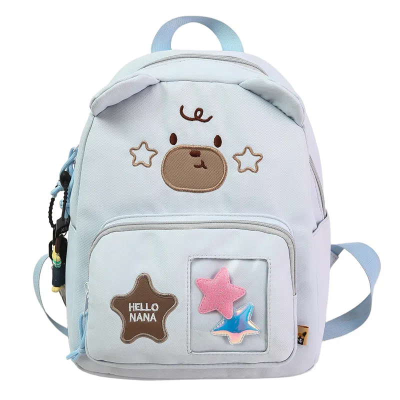 行途 书包可爱小熊童趣外出旅行小学生背包旅游轻便韩系卡通 尼龙 双肩包 男女同款情侣款 黑色/白色/蓝色/黄色/卡其色