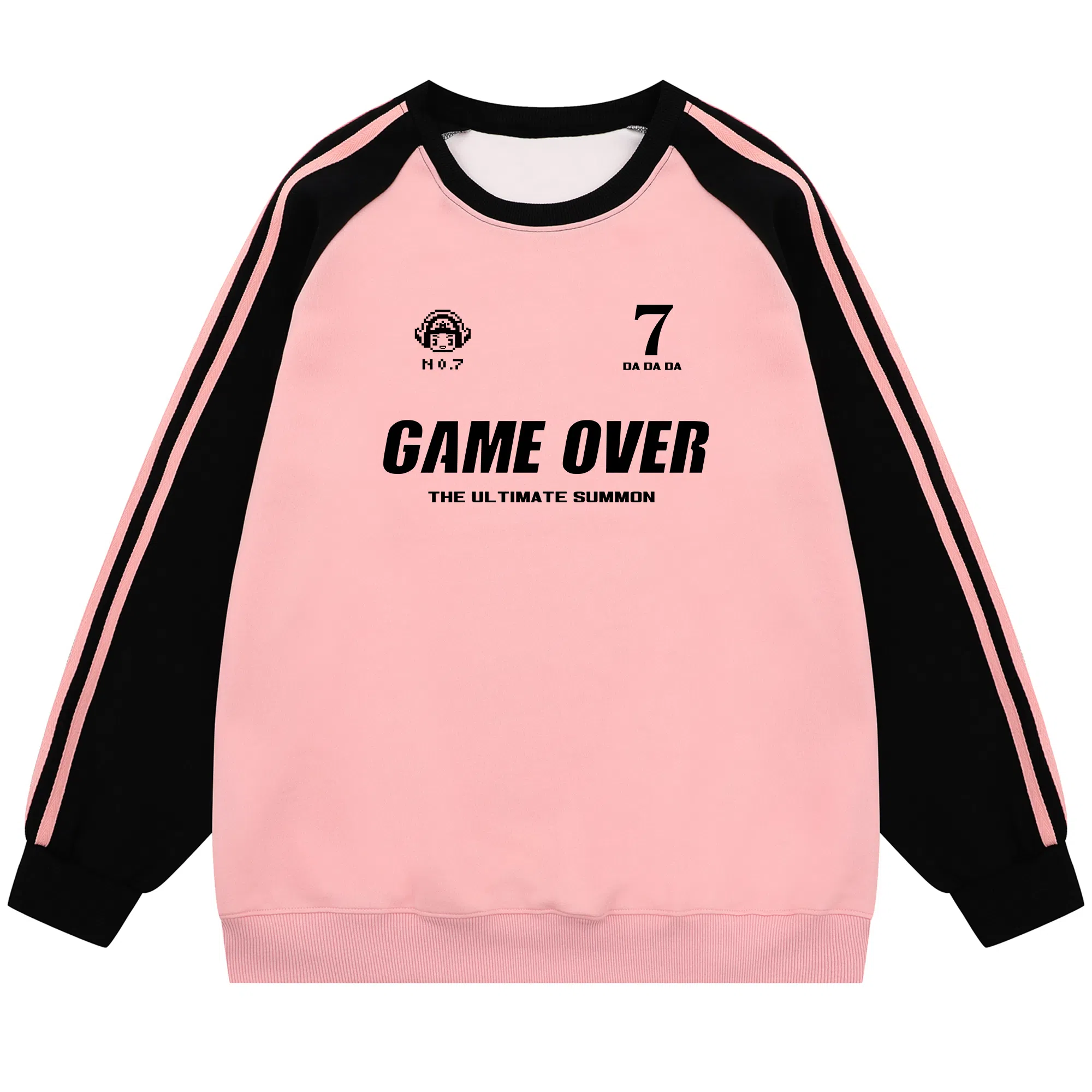 王者荣耀 鲁班七号款 美式街头复古拼色撞色插肩袖宽松柔软亲肤百搭潮流套头长袖卫衣 男女同款