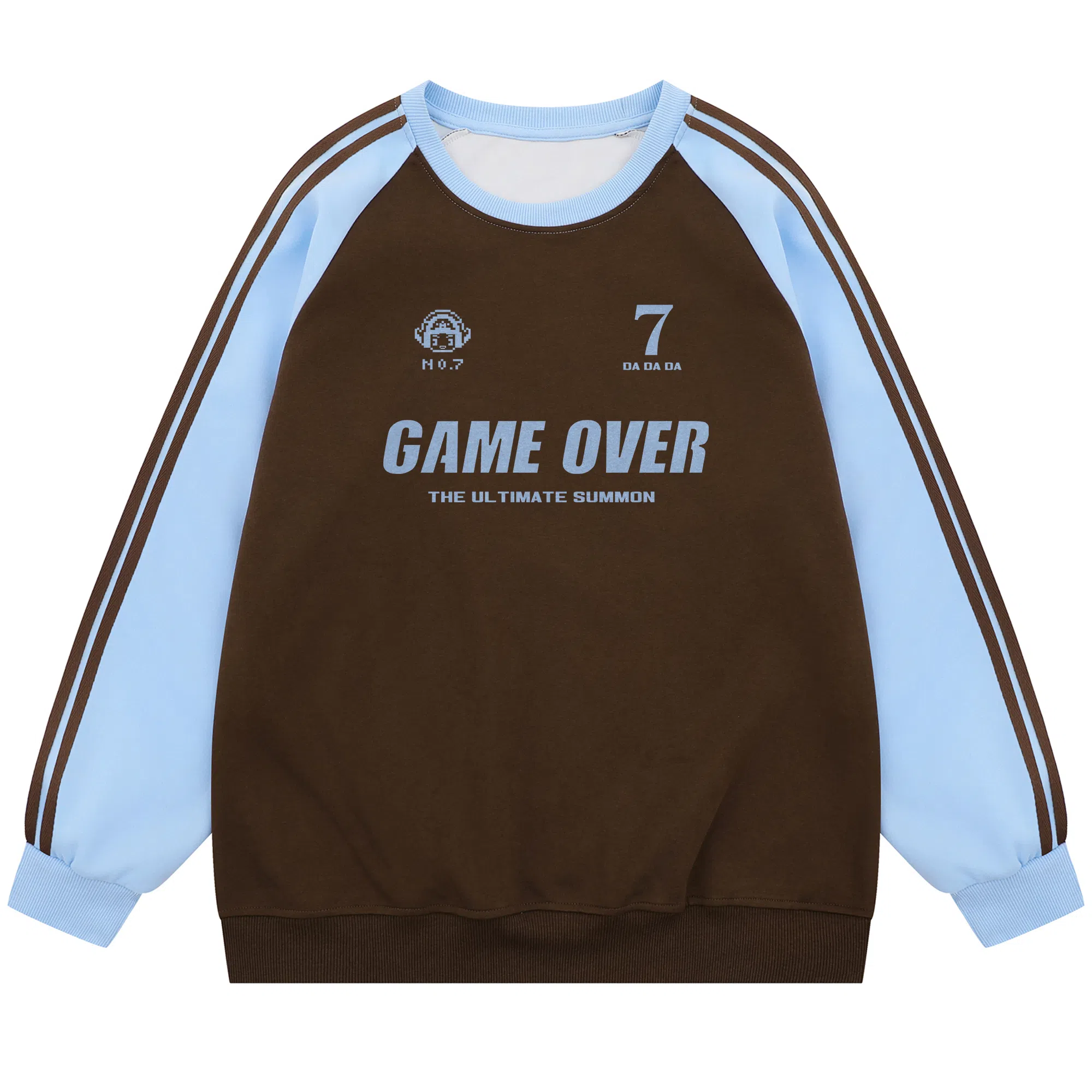 王者荣耀 鲁班七号款 美式街头复古拼色撞色插肩袖宽松柔软亲肤百搭潮流套头长袖卫衣 男女同款