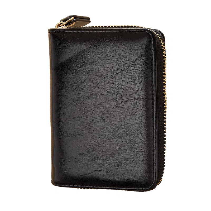 老人头 简约时尚多功能高级感短款纯色卡包票夹 合成革 钱包女士 女款 黑色/蓝色/粉色/棕色