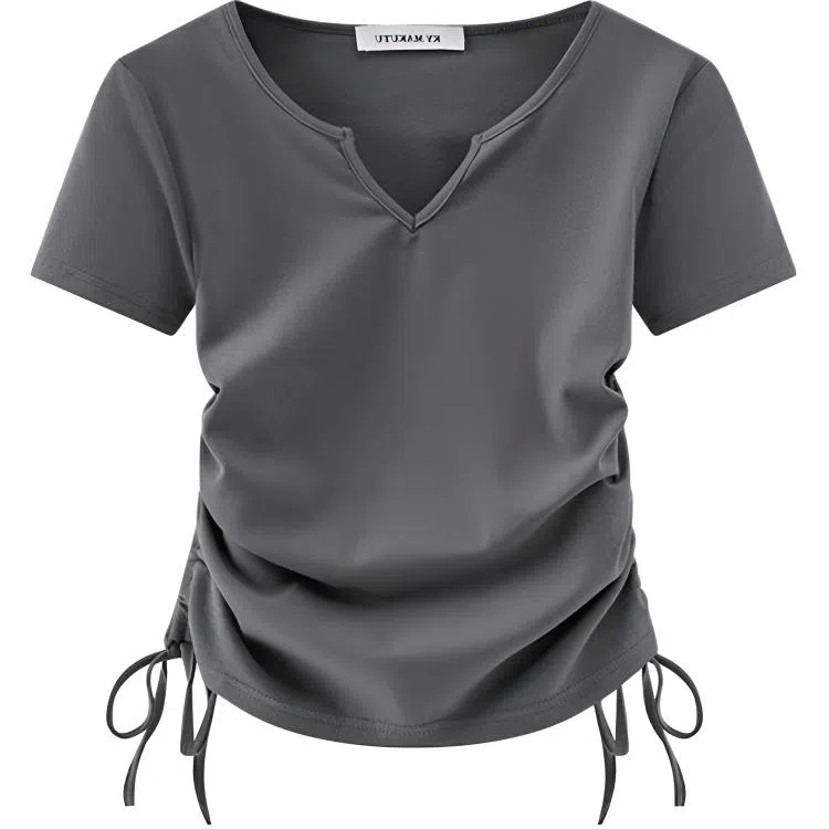 THREE V-Neck Drawstring T-Shirt