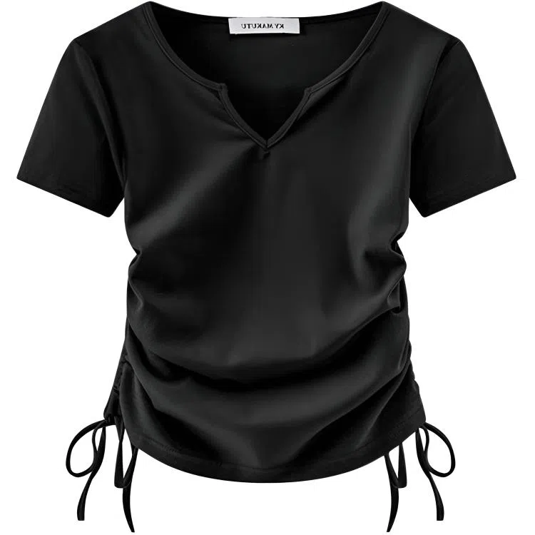 THREE V-Neck Drawstring T-Shirt