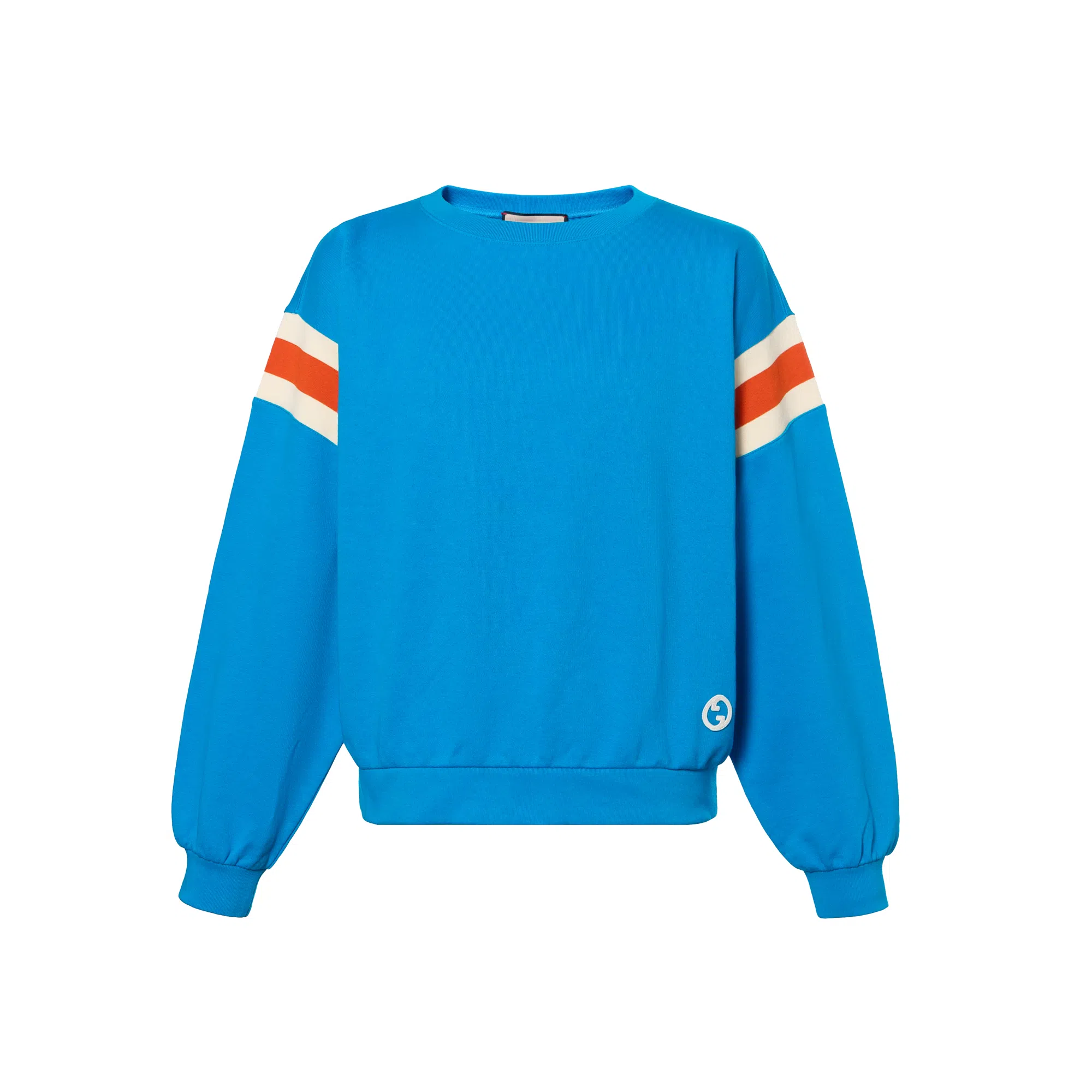 GUCCI SS23 Striped Crewneck Sweatshirt Blue