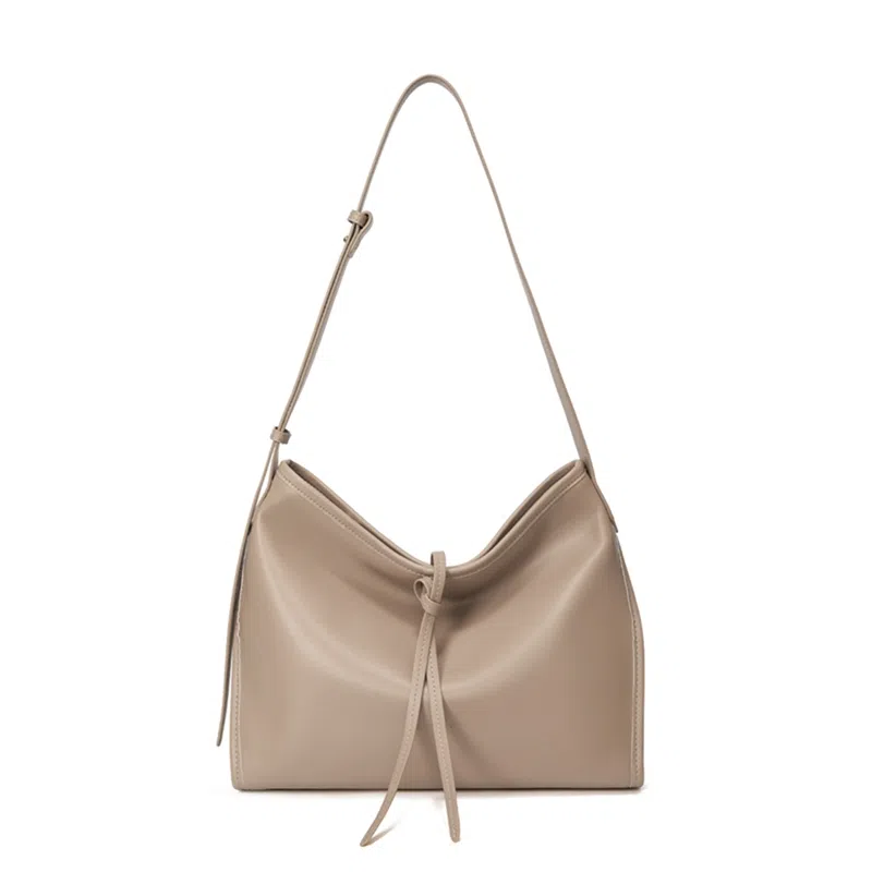 红蜻蜓 慵懒风时尚简约高级感 合成革 腋下单肩包 常规 女款 气质灰/米白色