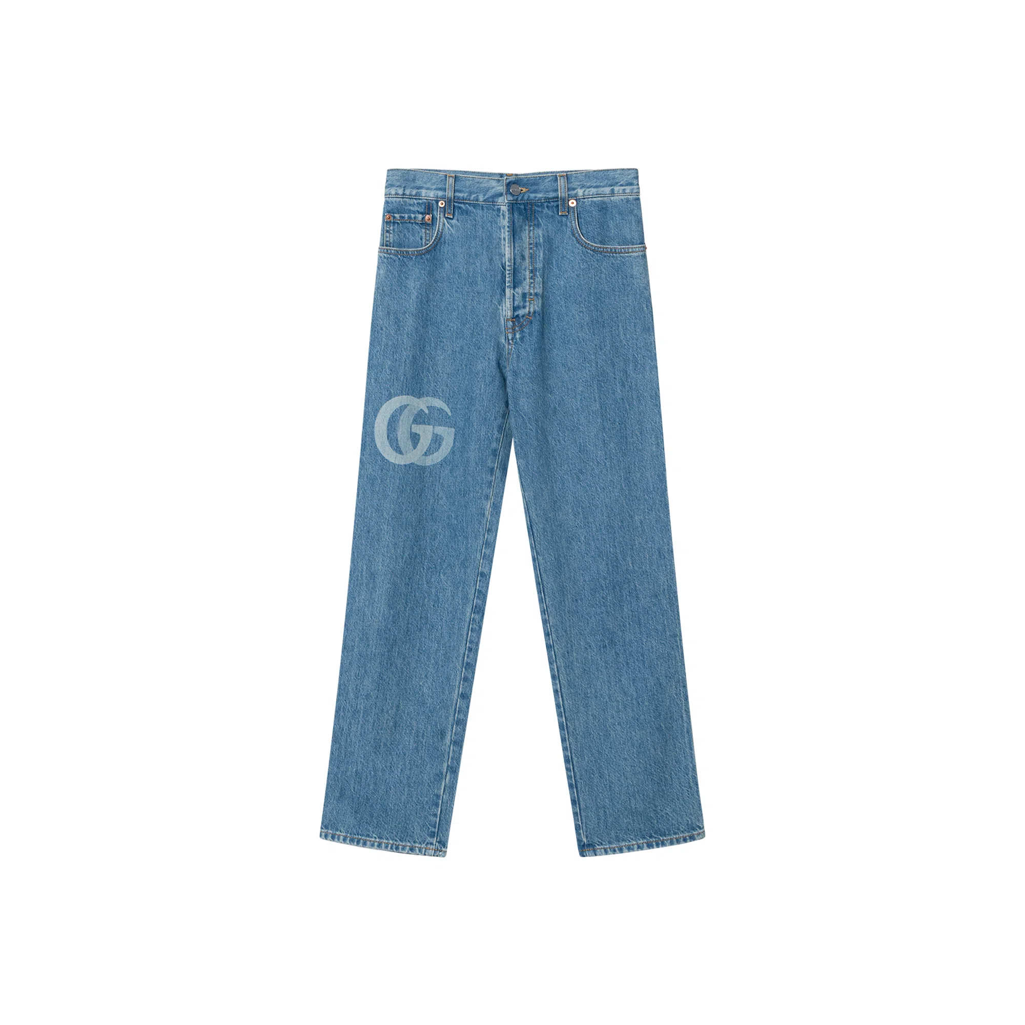 Gucci Logo Mid-Rise Slim Jeans Blue