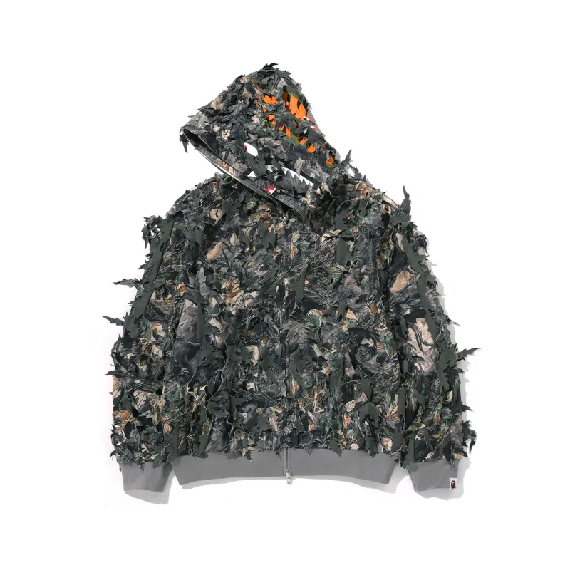 A BATHING APE TREE EDGE CAMO Shark Zip Hoodie