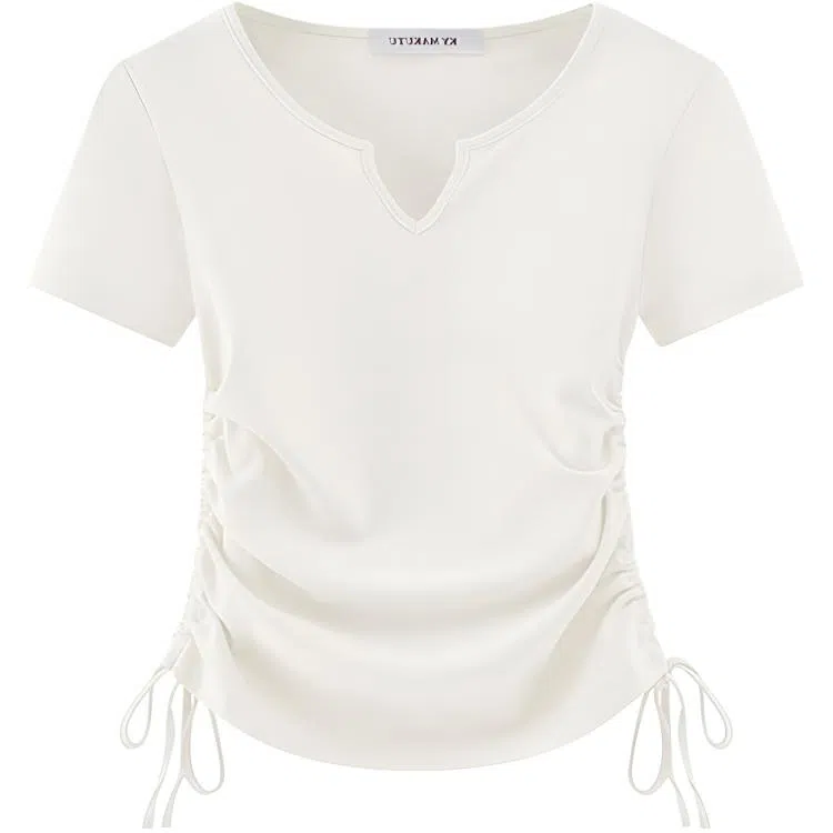 THREE V-Neck Drawstring T-Shirt
