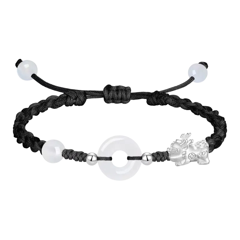 【S999足银貔貅】 色菲尔 新中式平安扣 时尚国风国潮小众设计 平安顺遂 日常通勤约会百搭可调节手饰#好运 织物 手绳 男女同款情侣款