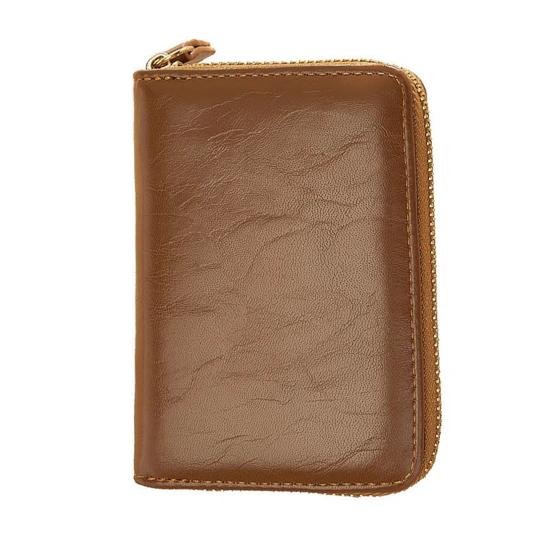 老人头 简约时尚多功能高级感短款纯色卡包票夹 合成革 钱包女士 女款 黑色/蓝色/粉色/棕色