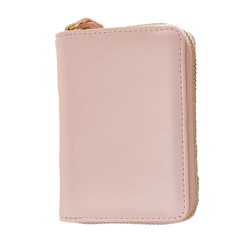 老人头 简约时尚多功能高级感短款纯色卡包票夹 合成革 钱包女士 女款 黑色/蓝色/粉色/棕色