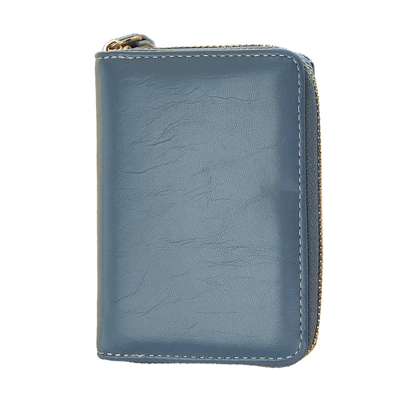 老人头 简约时尚多功能高级感短款纯色卡包票夹 合成革 钱包女士 女款 黑色/蓝色/粉色/棕色