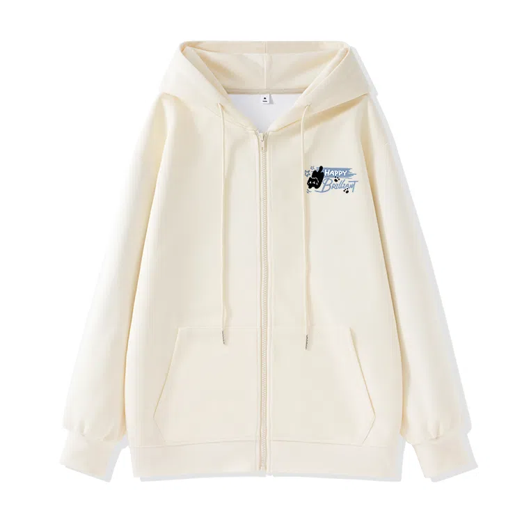 棉致 潮流个性活泼小猫涂鸦时尚百搭牛奶丝复合抗皱无性别主义宽松休闲长袖卫衣 女款