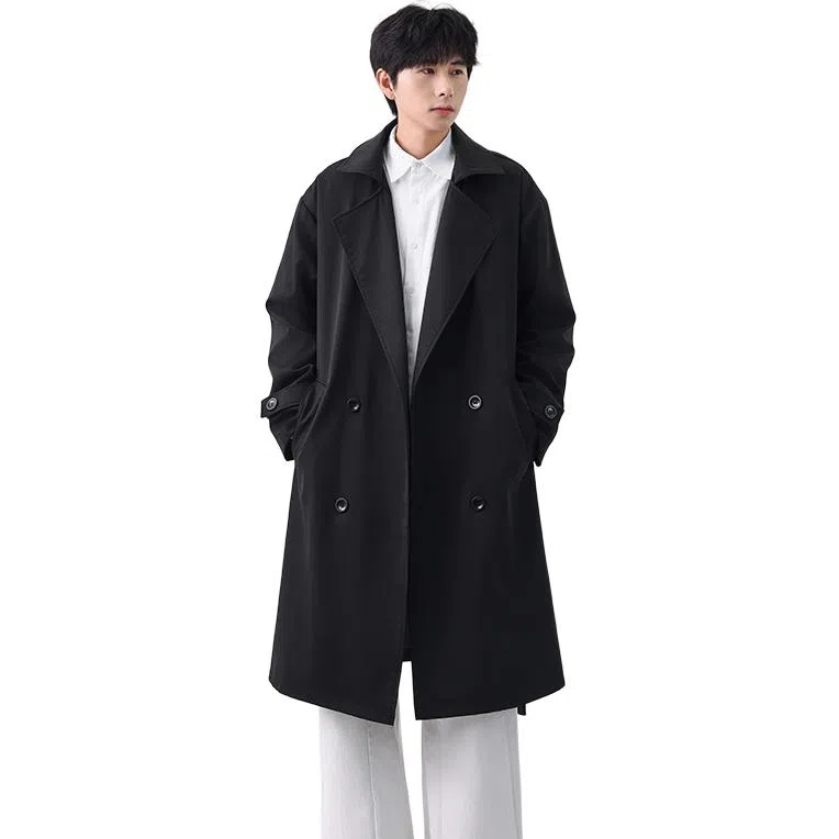 融合韩系与美式风格的纯色基础款宽松保暖百搭外套风衣 男女同款