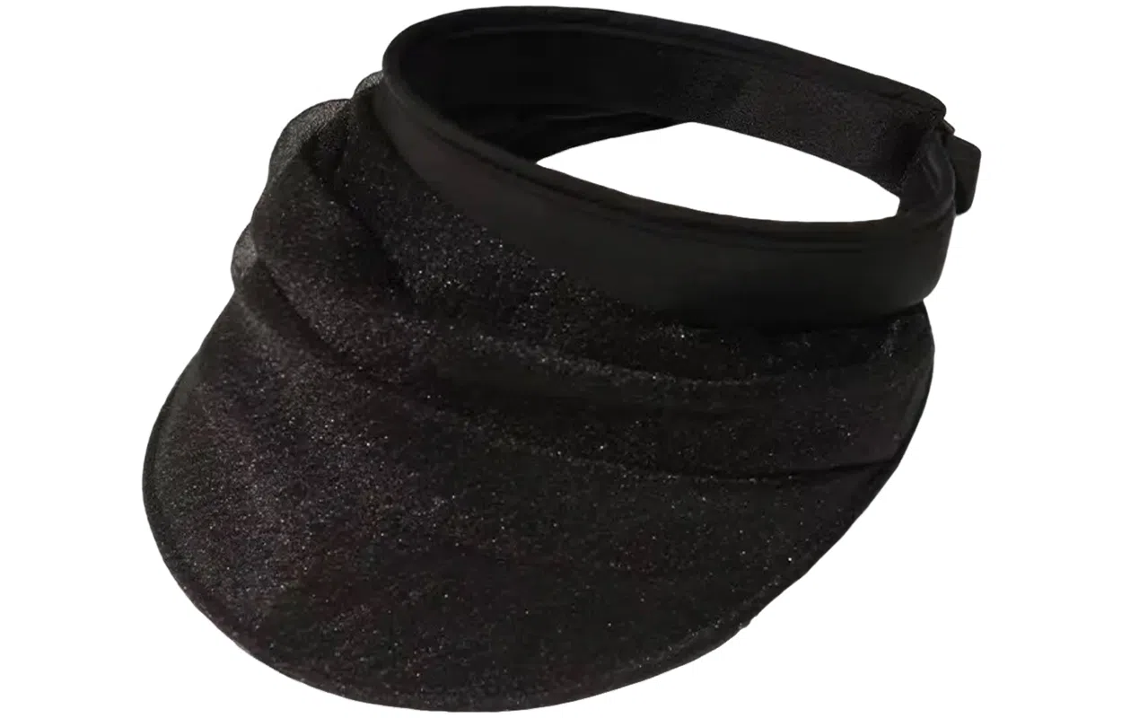 优幽兰 时尚潮流设计感网纱褶皱空顶帽夏季透气防紫外线太阳帽显脸小百搭高级感遮阳帽发箍 锦纶 防晒帽 女款