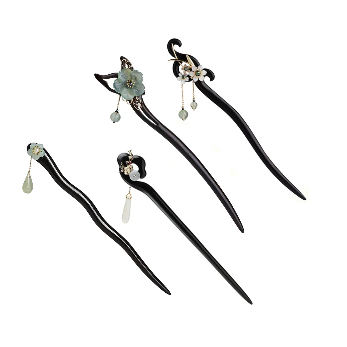 凤凰涅磐 新中式黑檀木国风木簪 步摇高级感簪子盘发 古风流苏木质发钗汉服旗袍 白玛瑙 石榴石 发簪 女款 其他木作 礼物 礼盒