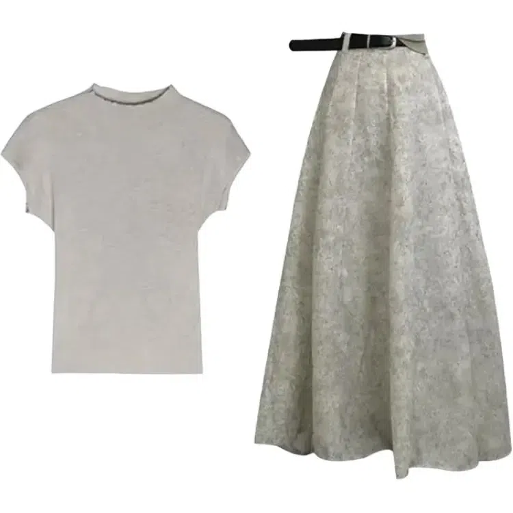 THREE Floral High Waist A-Line Skirt Set