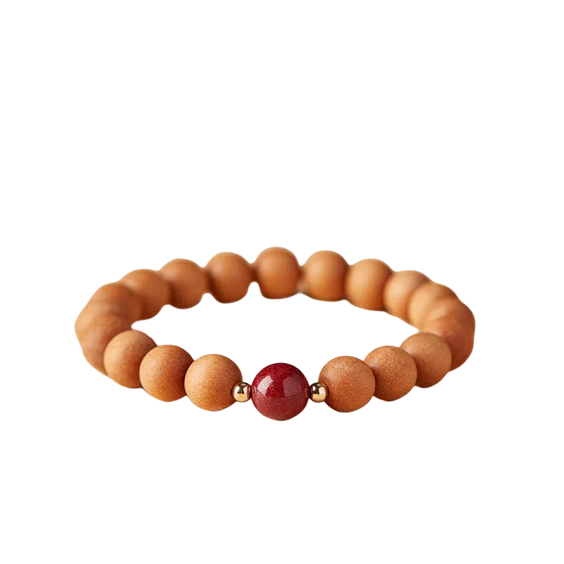 【时来运转 优选朱砂】 色菲尔 新中式国风诸事顺利禅意静心木质文玩盘玩佛珠手把转运珠手饰#好运 桃木 手串 男女同款情侣款