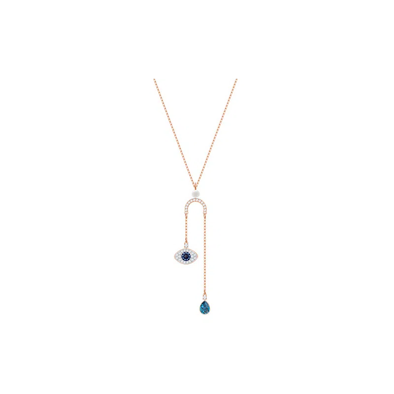 Swarovski Symbolic Evil Eye Necklace Rose Gold Blue