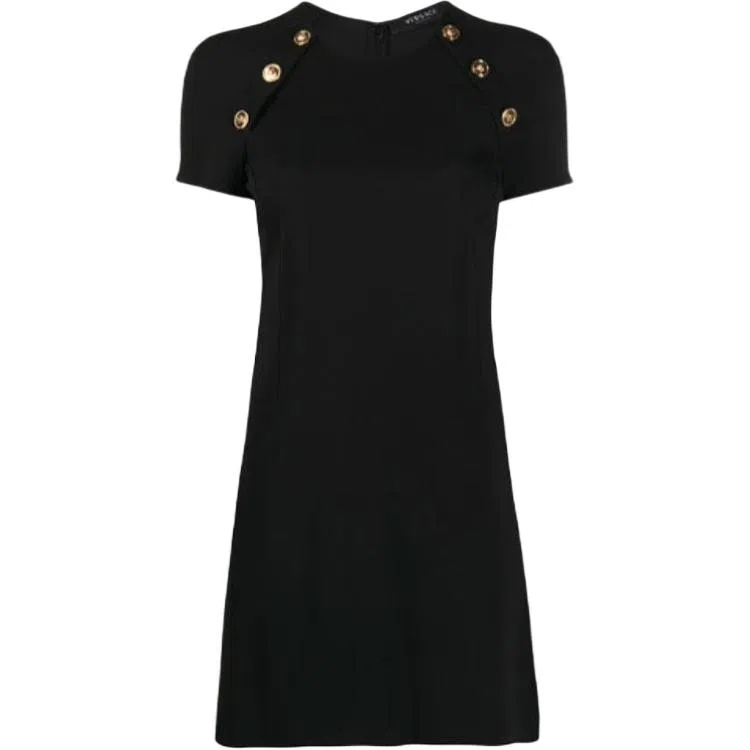 Versace Medusa Button Knit Dress Black