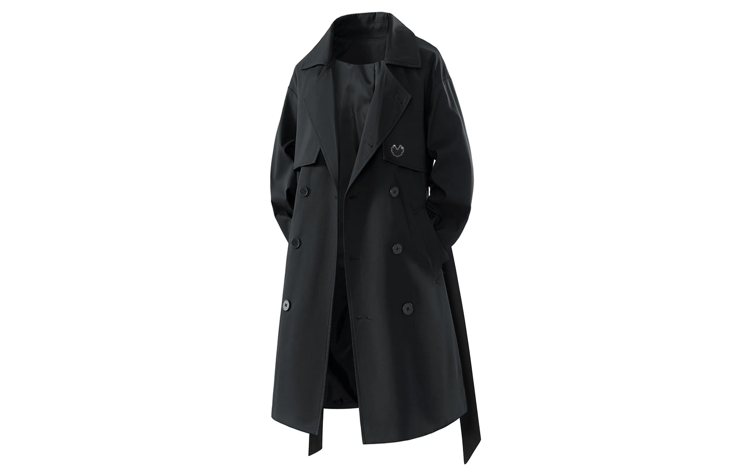 王者荣耀 烫钻美式高街纯色翻领中长款外套英伦风雅痞少年感宽松双排扣休闲百搭时尚风衣 梦奇款 男女同款