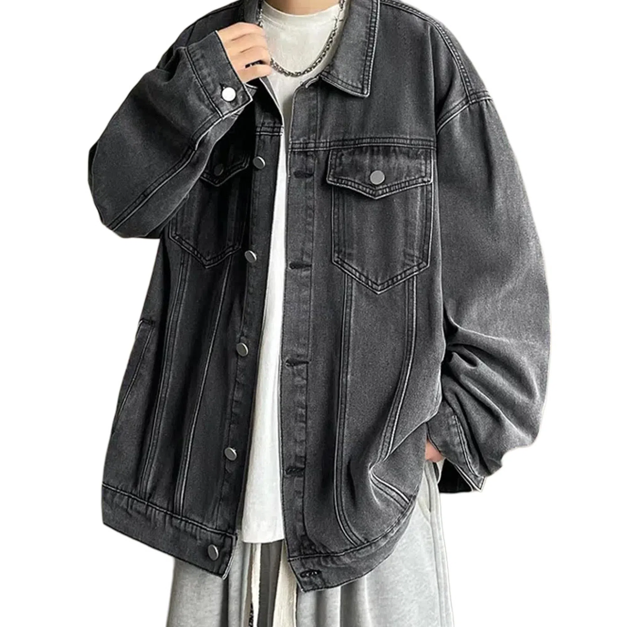 TSMLXLT Vintage Washed Denim Jacket