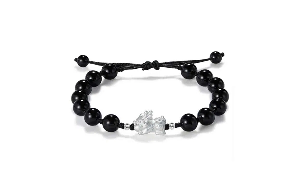 百利金 招财貔貅宝宝 平安纳福顺遂如意国潮复古新中式简约精致气质百搭小众设计可调节转运珠手饰#好运 黑曜石 手链 男女同款情侣款
