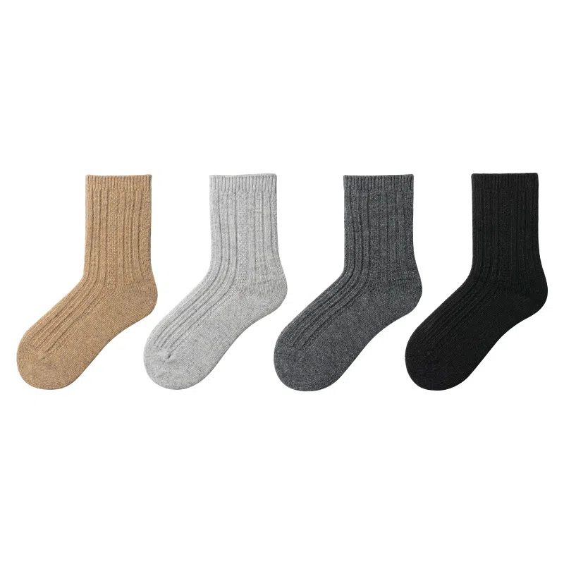 良朴 羊毛加绒加厚舒适简约松口中筒袜 女款