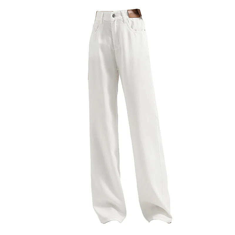 兰缪 阔腿休闲裤高腰宽松拖地牛仔裤 女款