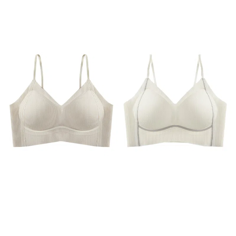 欧迪芬 裸感无痕冰丝轻薄透气亲肤柔软反支撑条纹小波点软上托聚拢防下垂收副乳夏季冰凉感文胸 女款