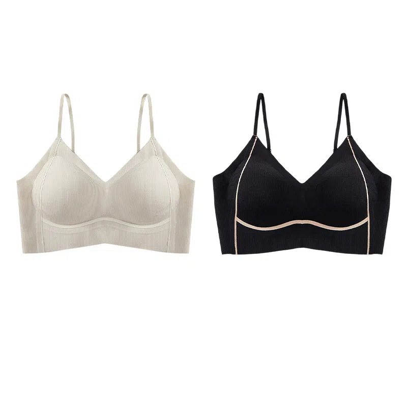 欧迪芬 裸感无痕冰丝轻薄透气亲肤柔软反支撑条纹小波点软上托聚拢防下垂收副乳夏季冰凉感文胸 女款