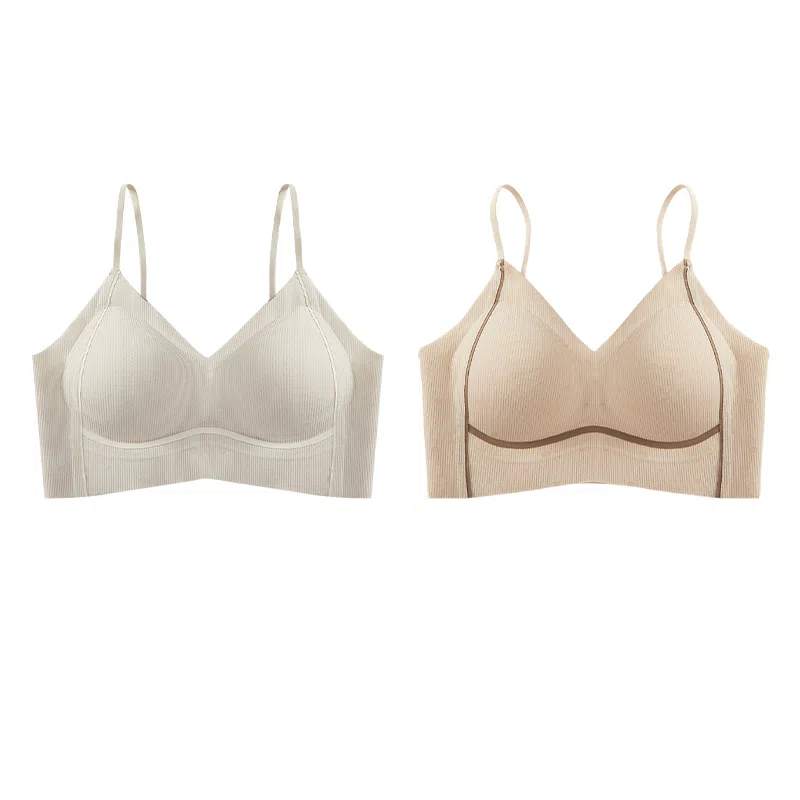 欧迪芬 裸感无痕冰丝轻薄透气亲肤柔软反支撑条纹小波点软上托聚拢防下垂收副乳夏季冰凉感文胸 女款