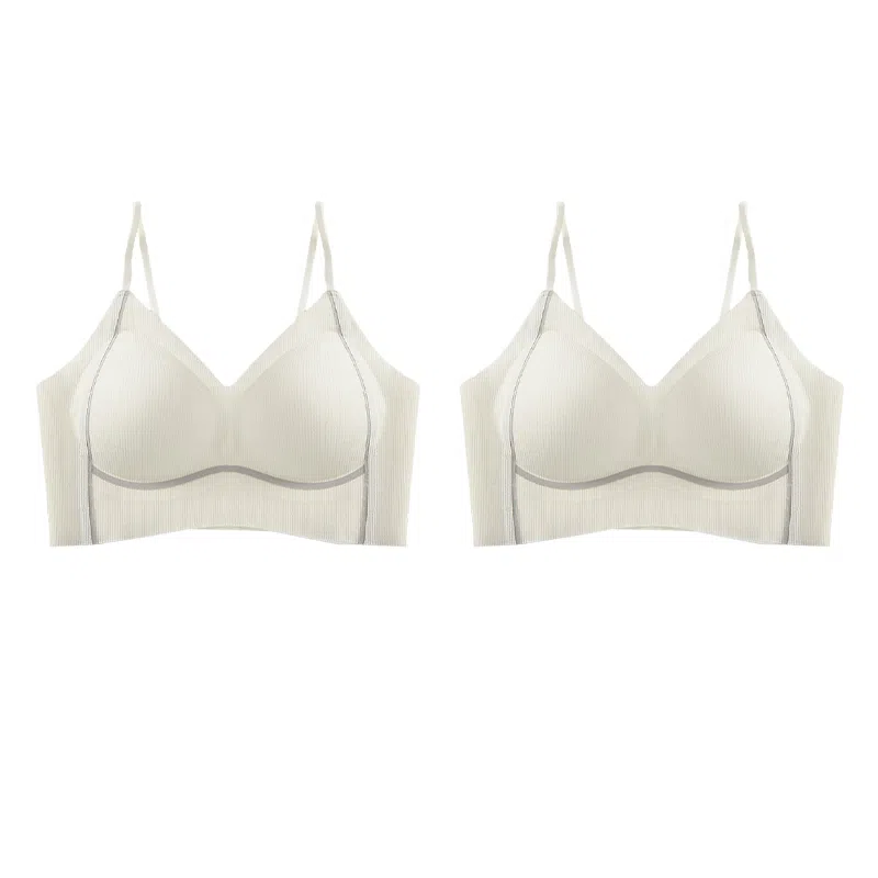 欧迪芬 裸感无痕冰丝轻薄透气亲肤柔软反支撑条纹小波点软上托聚拢防下垂收副乳夏季冰凉感文胸 女款