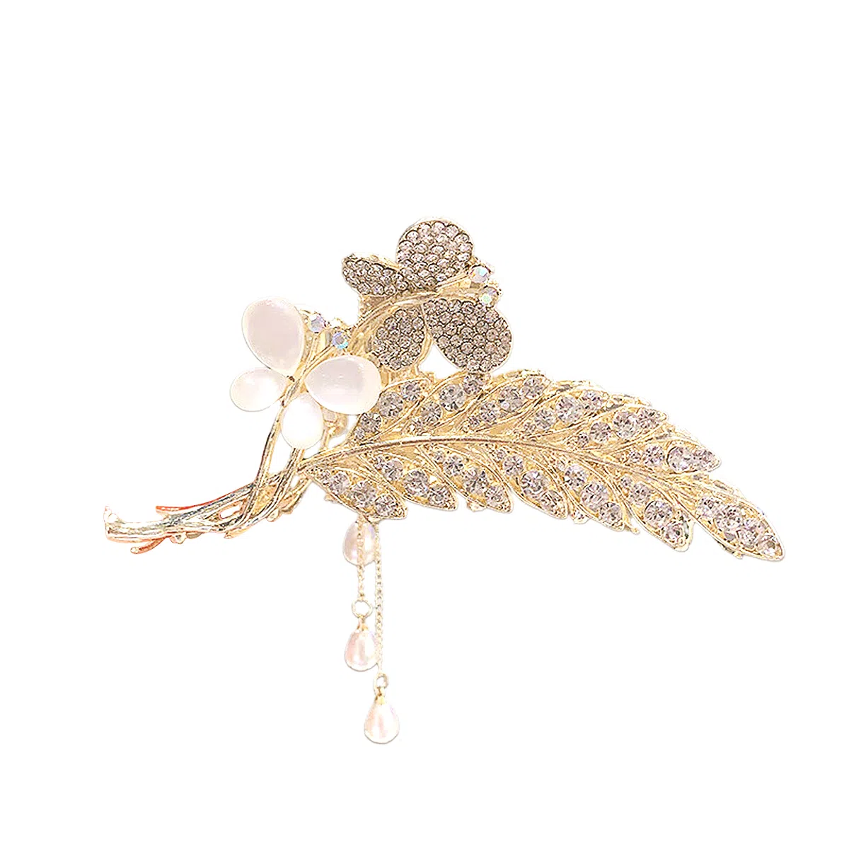 建禄 高级感闪钻麦穗蝴蝶流苏简约抓夹小清新小众设计优雅气质通勤百搭#好运 合金 发夹 女款