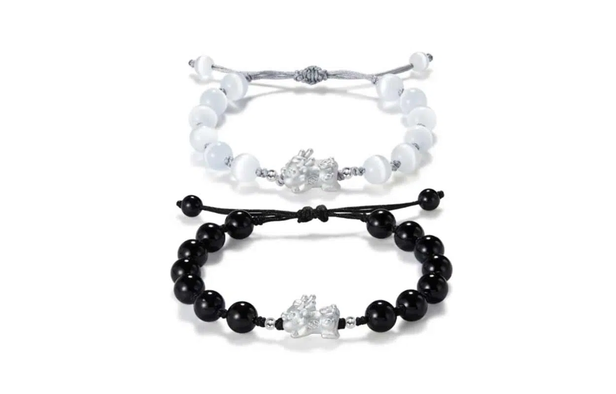 百利金 招财貔貅宝宝 平安纳福顺遂如意国潮复古新中式简约精致气质百搭小众设计可调节转运珠手饰#好运 黑曜石 手链 男女同款情侣款