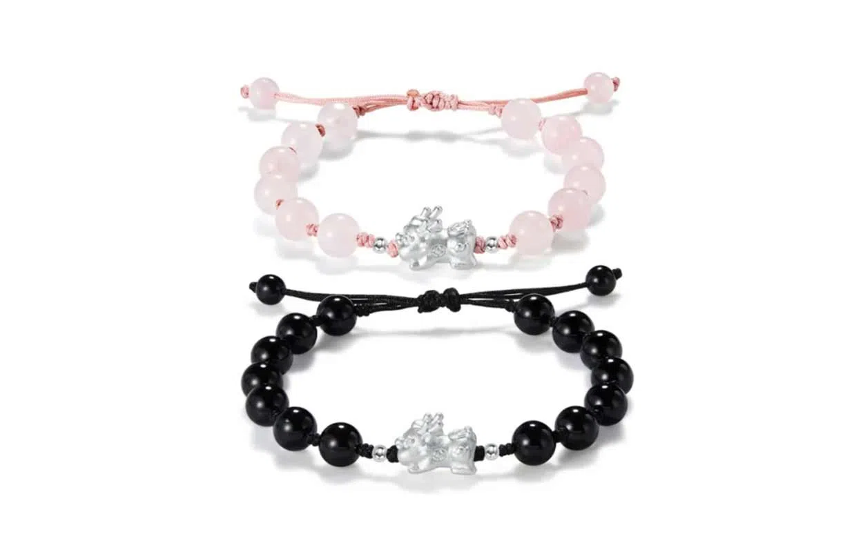 百利金 招财貔貅宝宝 平安纳福顺遂如意国潮复古新中式简约精致气质百搭小众设计可调节转运珠手饰#好运 黑曜石 手链 男女同款情侣款