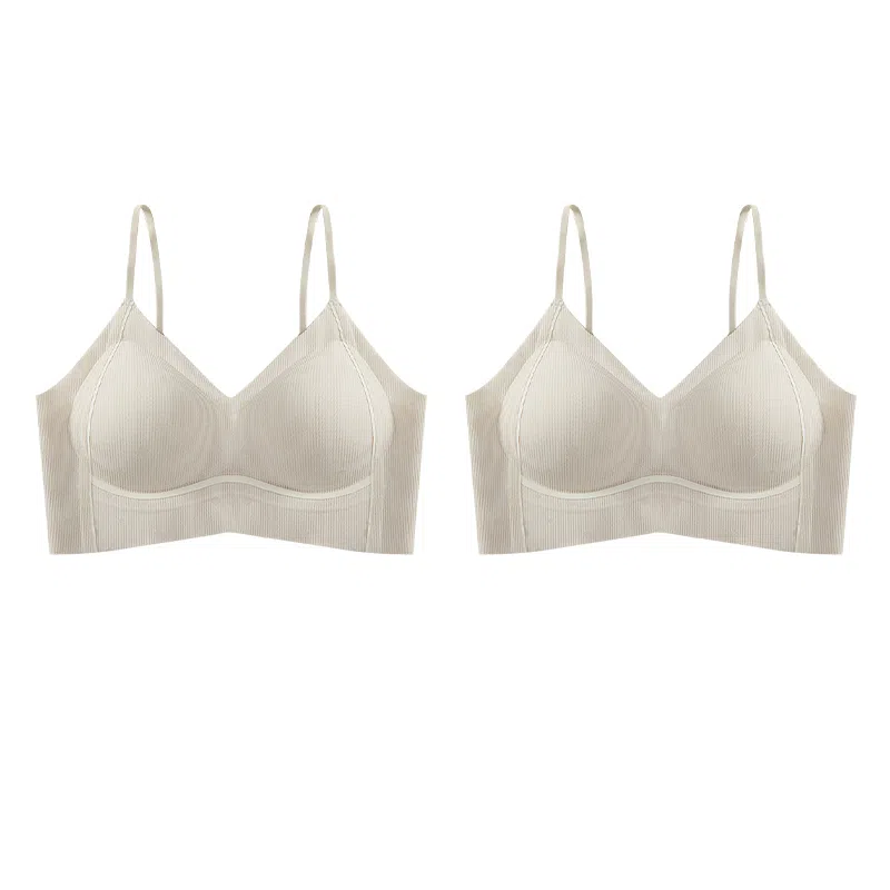 欧迪芬 裸感无痕冰丝轻薄透气亲肤柔软反支撑条纹小波点软上托聚拢防下垂收副乳夏季冰凉感文胸 女款