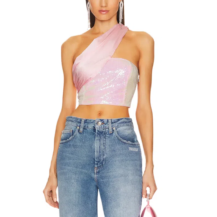 SUPERDOWN Gea Asymmetrical Crop Top