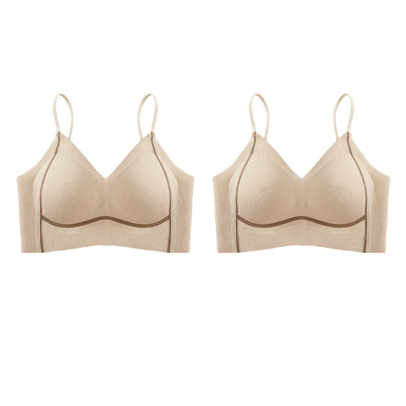 欧迪芬 裸感无痕冰丝轻薄透气亲肤柔软反支撑条纹小波点软上托聚拢防下垂收副乳夏季冰凉感文胸 女款