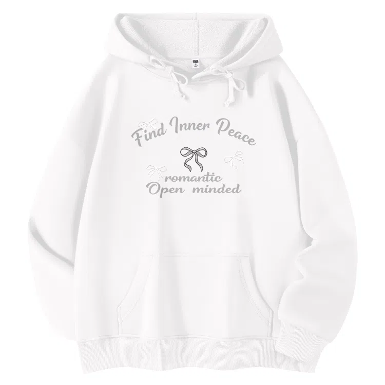 棉致 创意蝴蝶结简约设计感多巴胺学院风百搭休闲通勤落肩宽松柔软舒适套头连帽长袖卫衣 女款