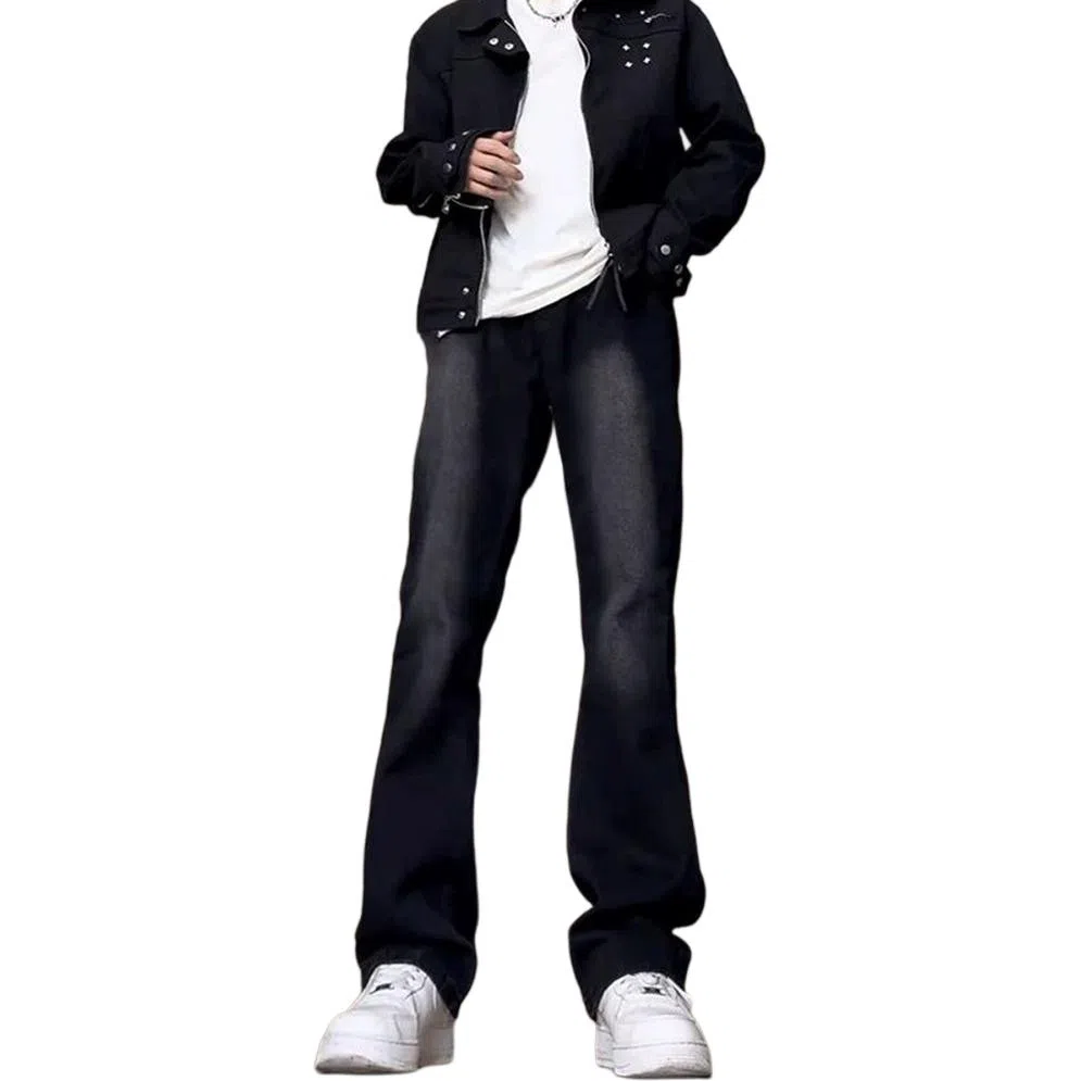 布客行 美式复古水洗做旧高街潮流微喇中腰显高显瘦牛仔裤 男女同款